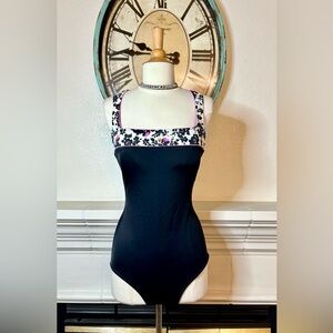 Black Floral One-Piece Swimsuit